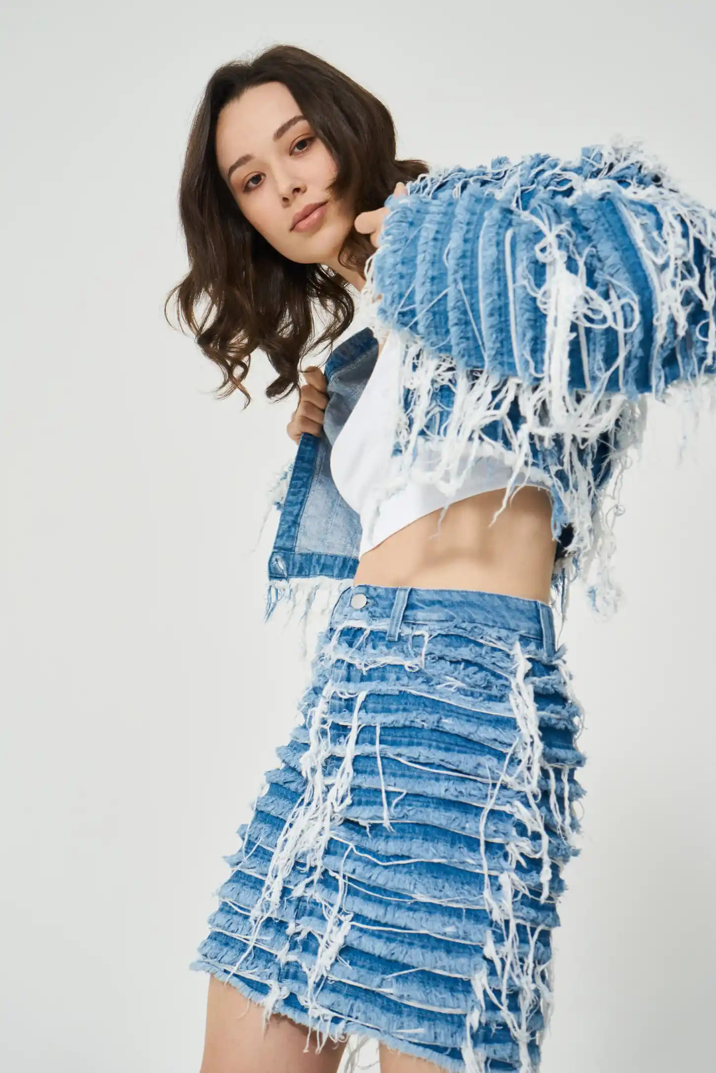 Tufted Frayed Denim